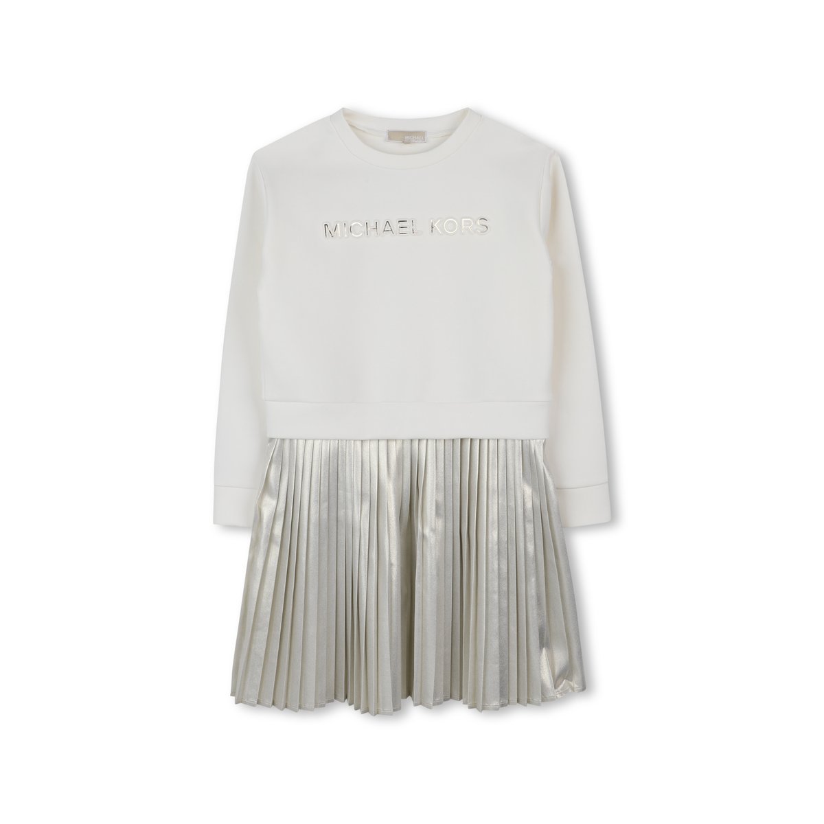 Robe manches longues bi-matières ecru dore, MICHAEL KORS