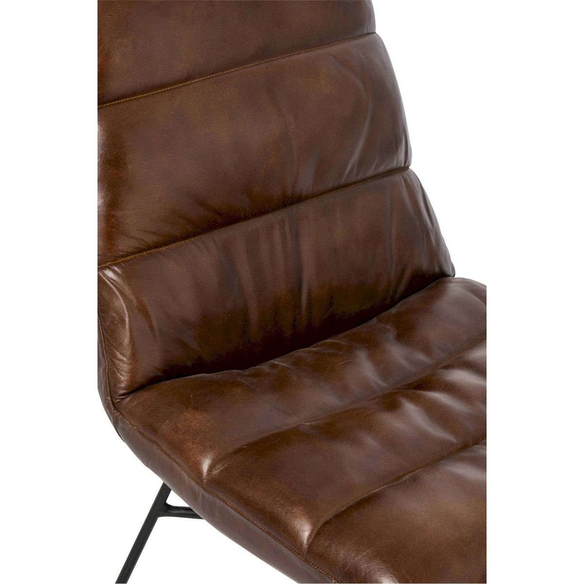 Chaise en cuir au capitonnage confortable marron, RECOLLECTION