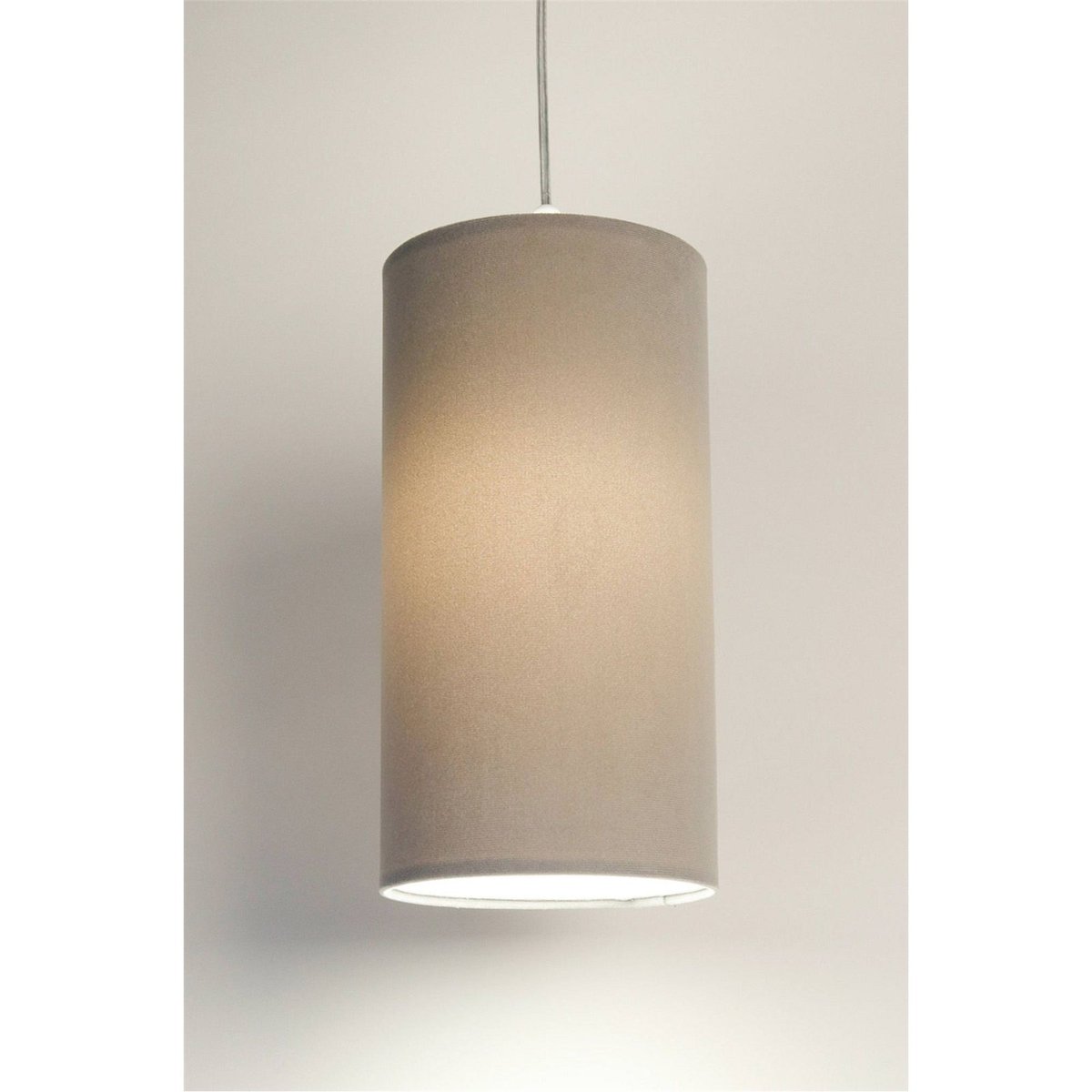 Suspension ronde en fibre naturelle Jasmin bebe gris chanvre avec bas beige crème, BPS KONCEPT