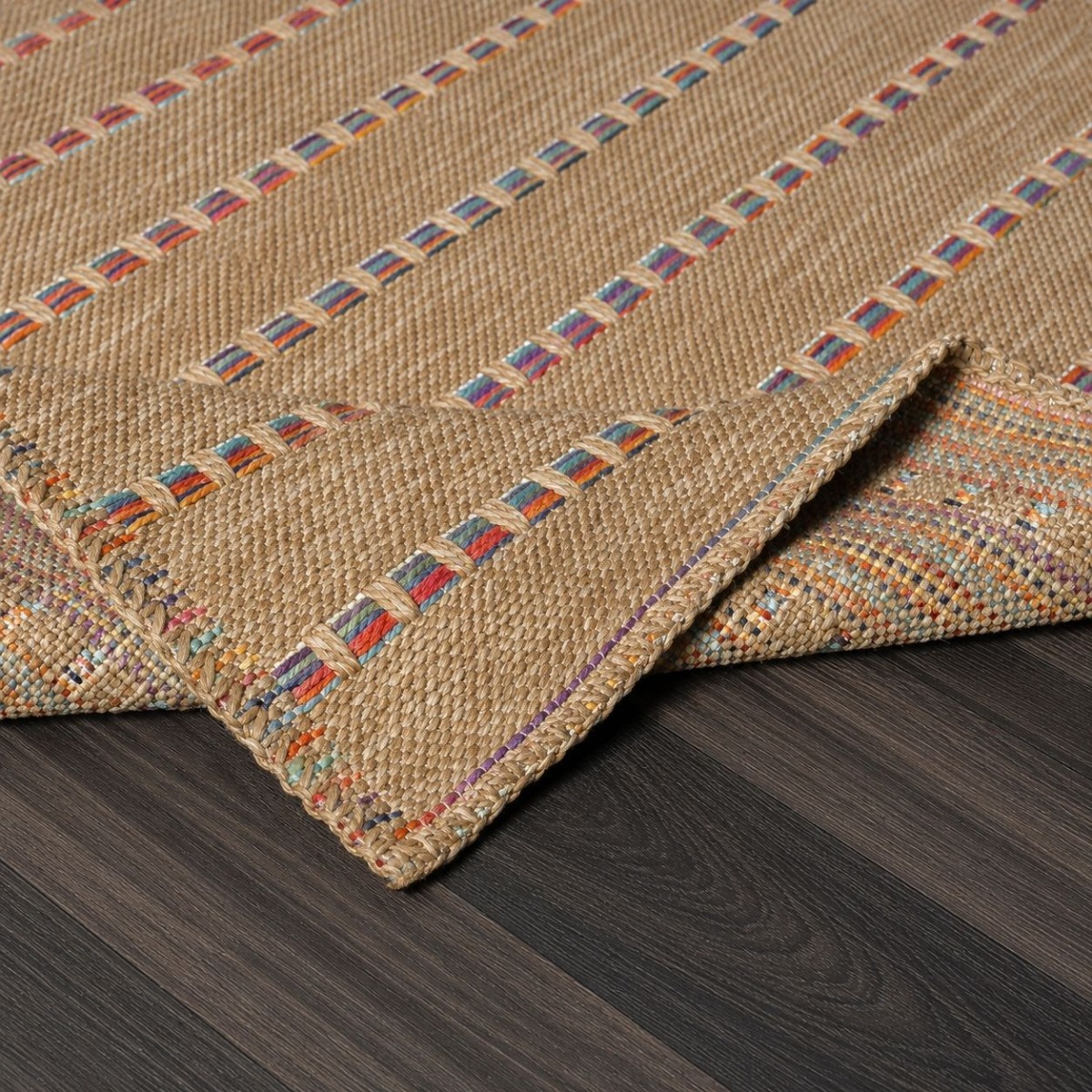 Tapis extérieur intérieur aspect jute JUTA LOOK LIGNES beige, THE DECO FACTORY