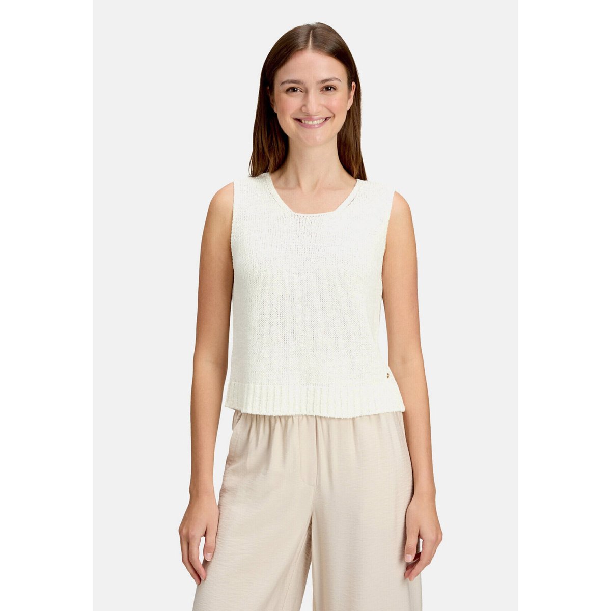 Top en maille à encolure ronde blanc, BETTY & CO
