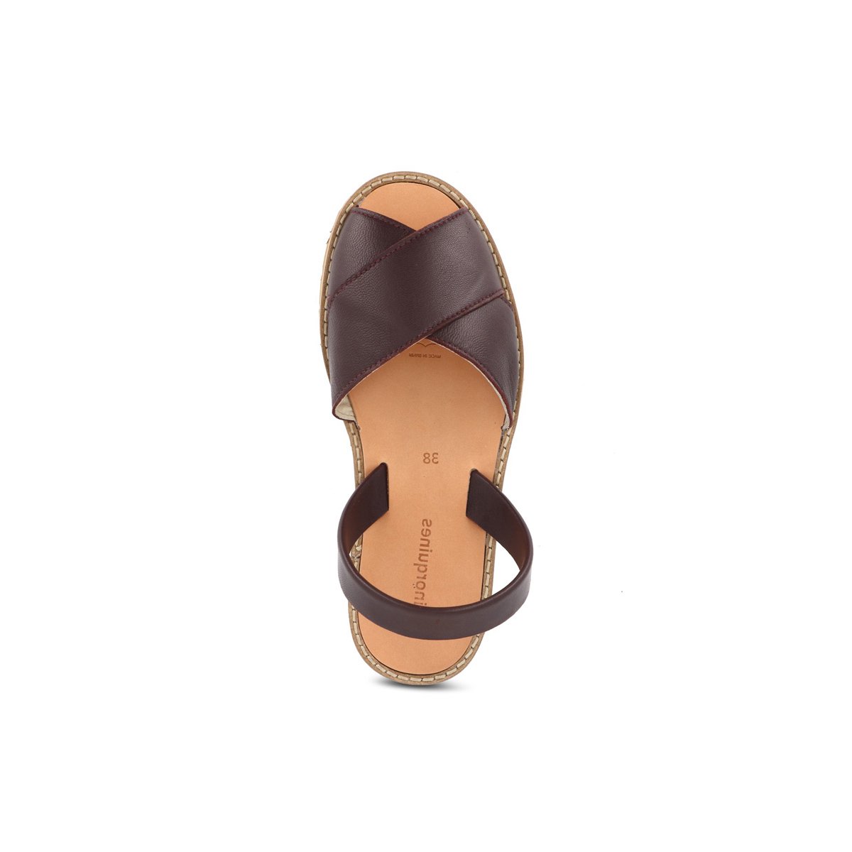 Sandales plates en cuir AVARCA CALA bordeaux, MINORQUINES