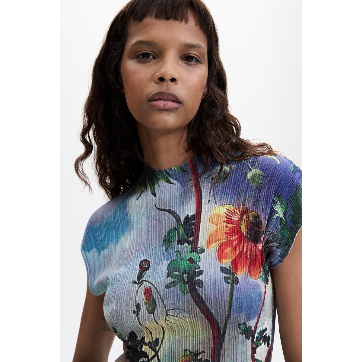 T-shirt imprimé bleu, DESIGUAL