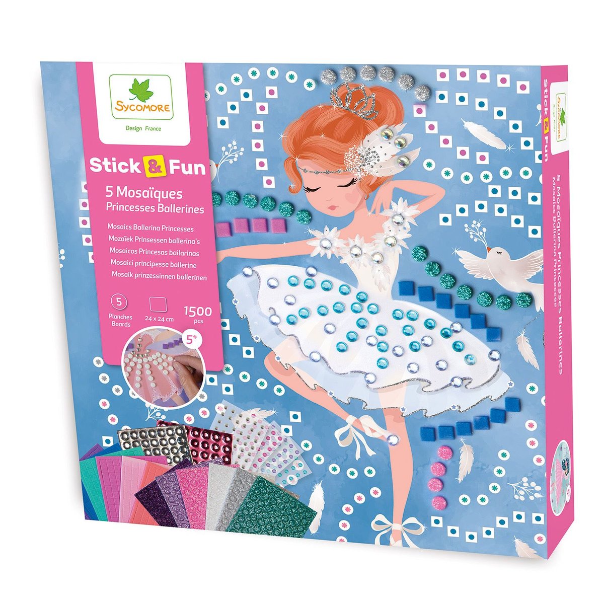 5 Mosaïques Princesses ballerines rose, SYCOMORE