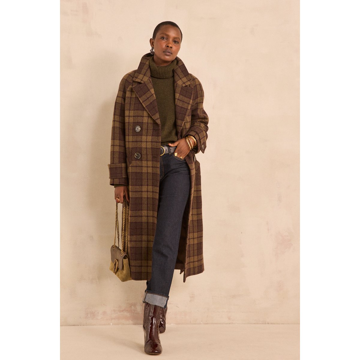 Manteau à carreaux laine mélangée DAREN sauge, Maison 123
