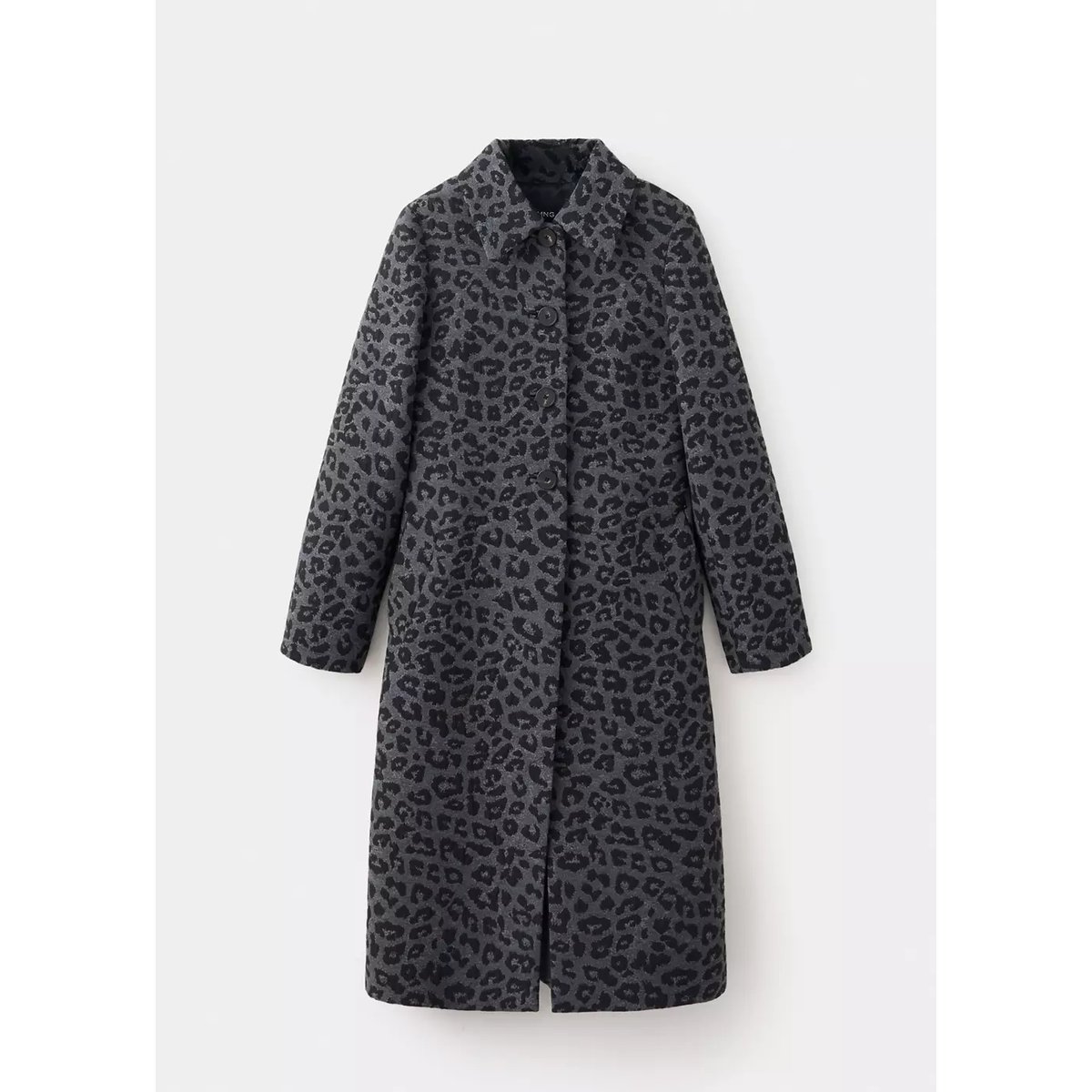 Manteau long léopard gris, MANGO