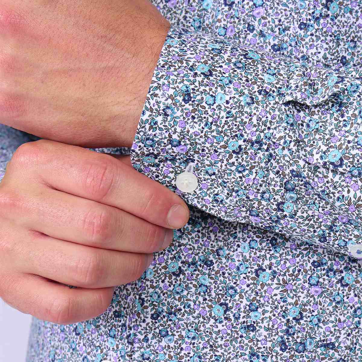 Chemise micro-motifs fleurs blanc, MISE AU GREEN