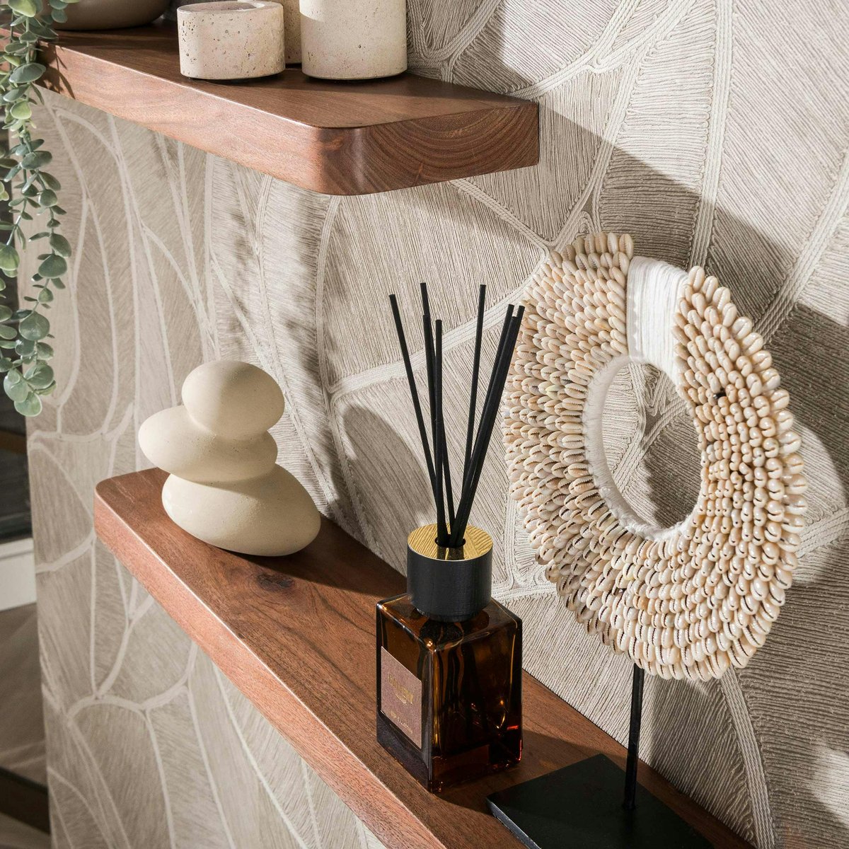 Etagère murale bois foncé à plateau épais 60 cm (lot de 3) NAKO marron, PIER IMPORT