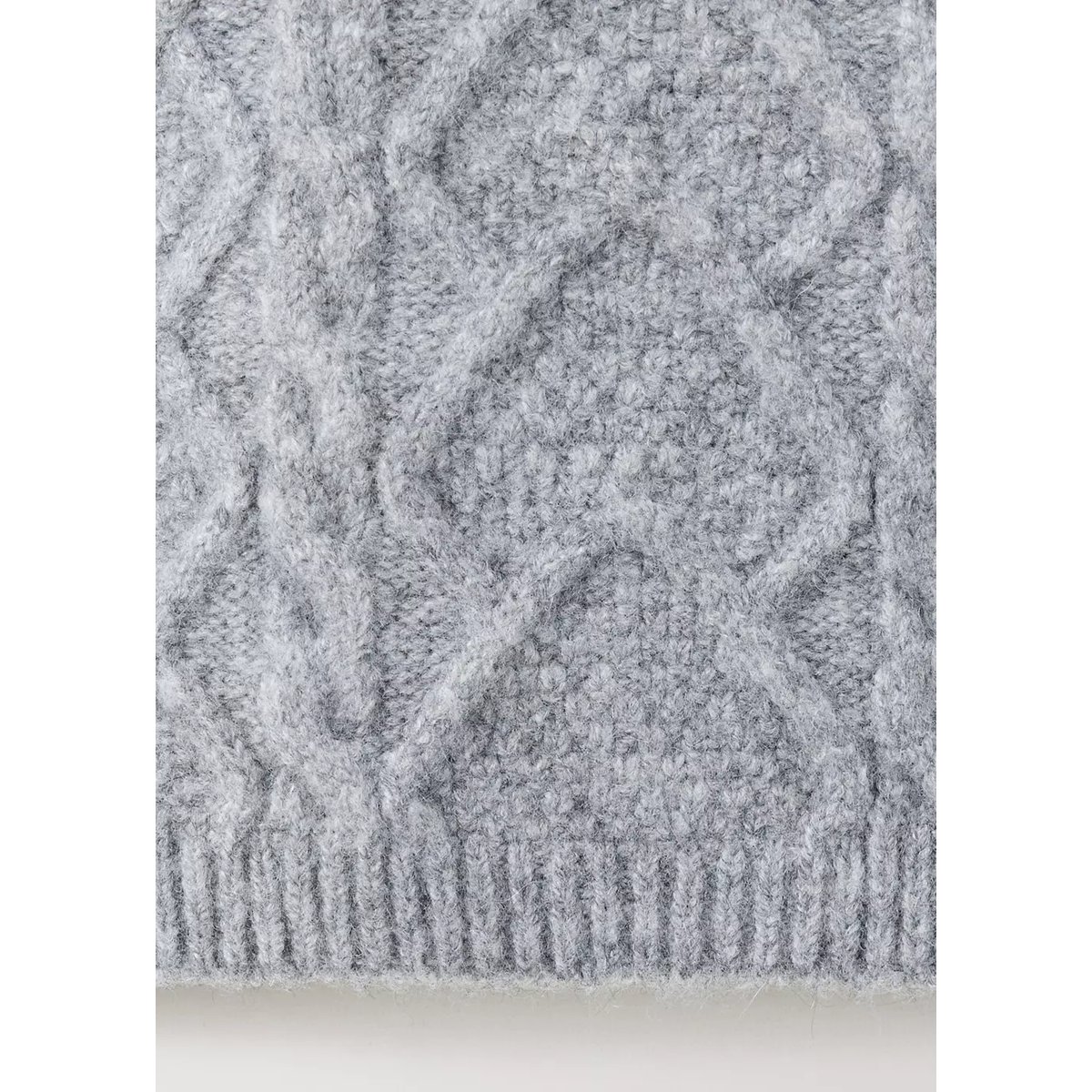 Pull tressé col polo gris, MANGO