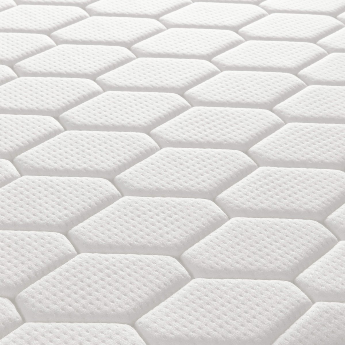 Ensemble matelas mousse POSITIVE LIT, sommier en kit déco et pieds blanc, MERINOS