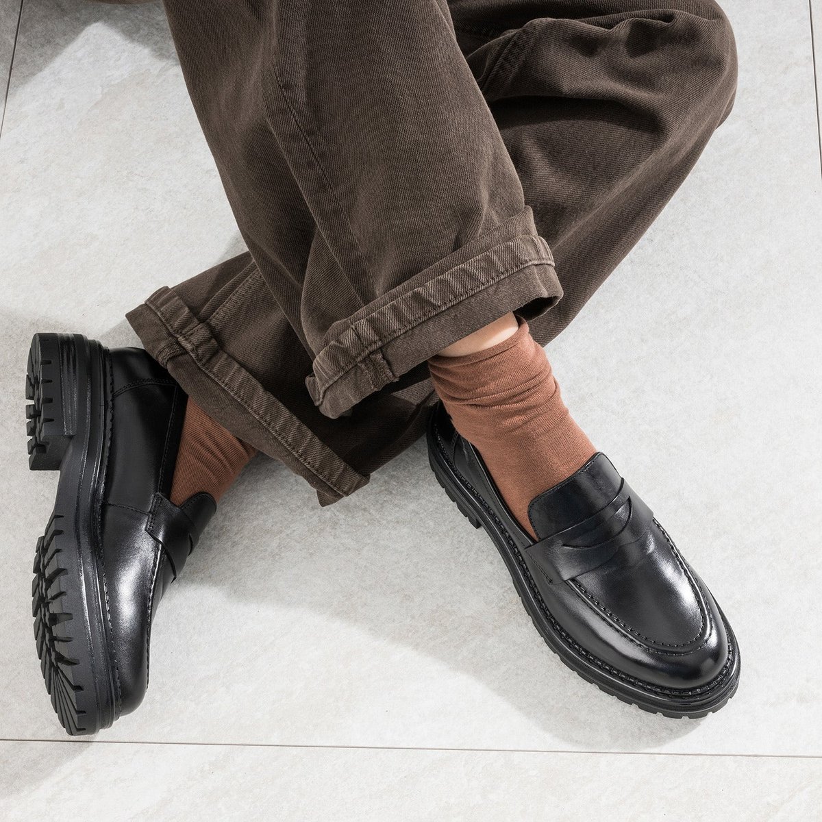 Mocassin en cuir JAHINO. noir, ERAM