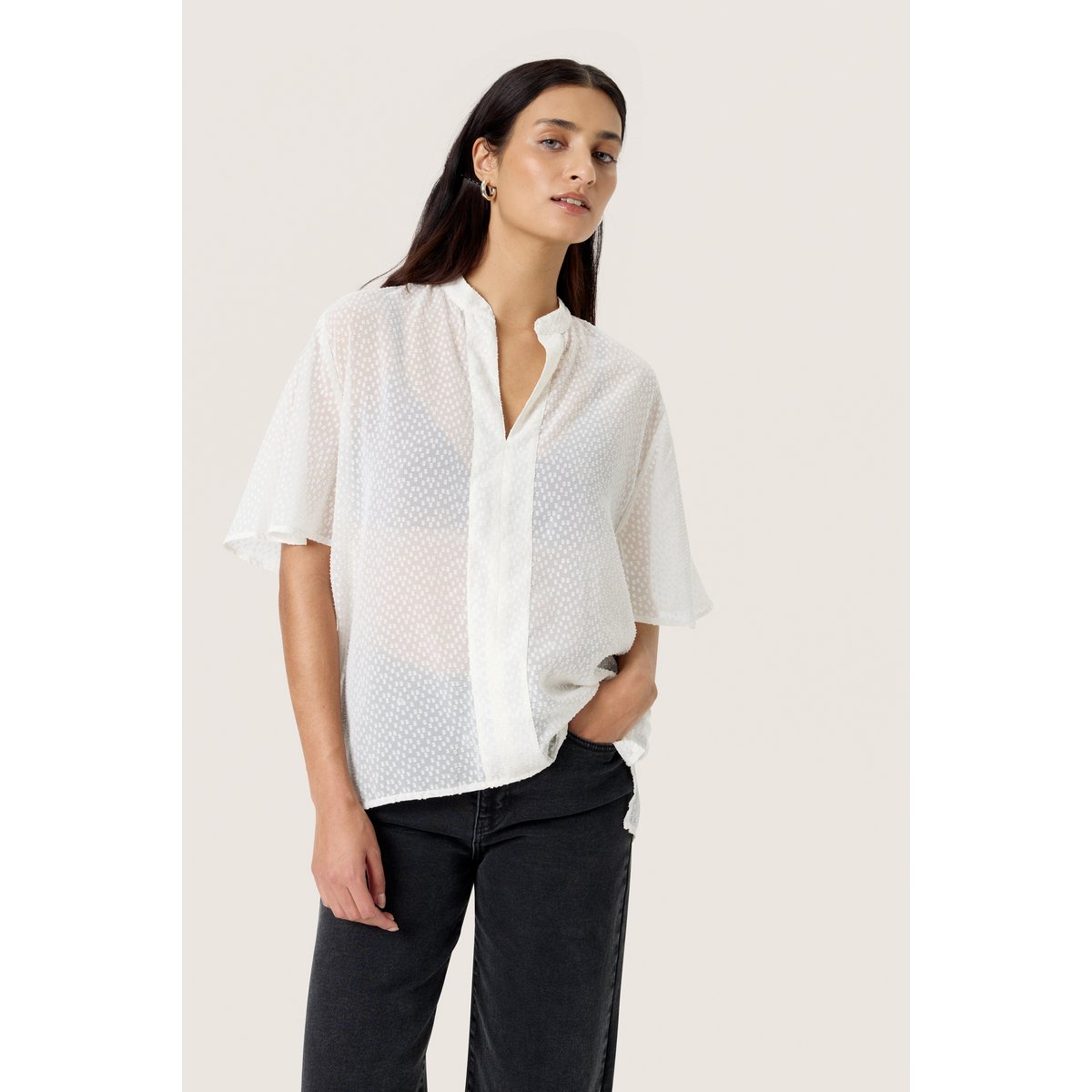 Blouse à manches courtes blanc whisper white, SOAKED IN LUXURY