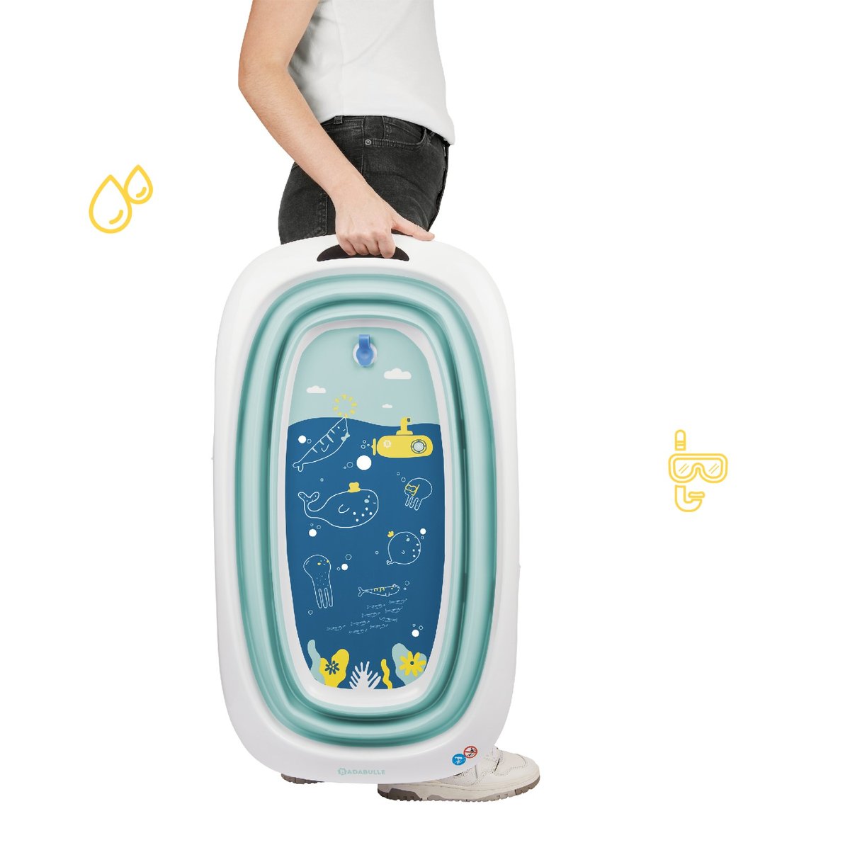Baignoire bébé pliable compacte bleu clair, BADABULLE