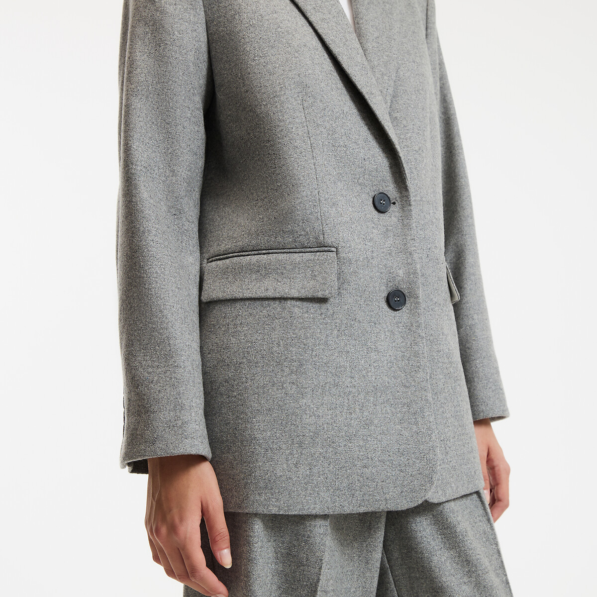 Blazer oversize 50% laine, Signature CLÉANDRE gris clair, LA REDOUTE COLLECTIONS