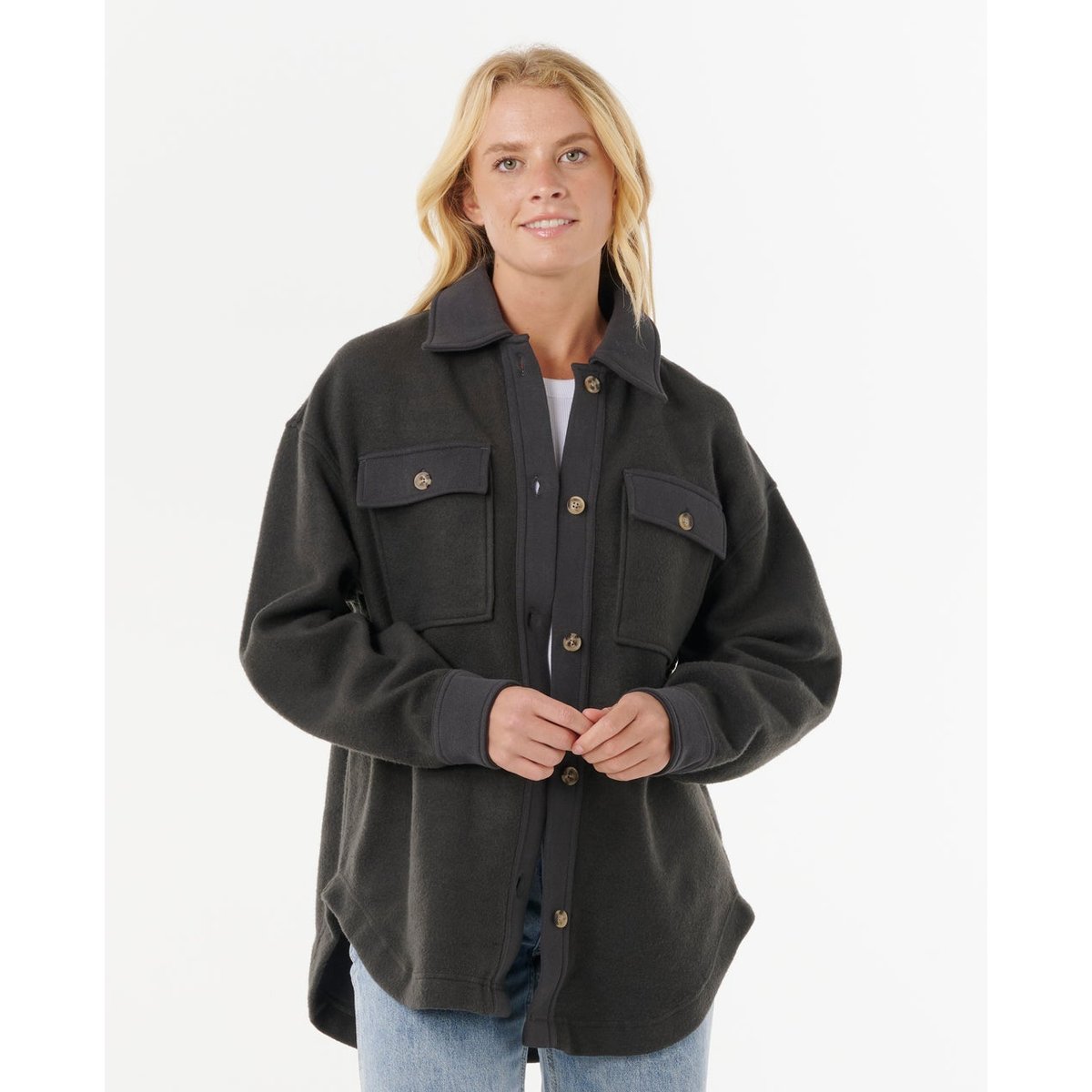 Veste High TIDE Fleece Shacket noir délavé, RIP CURL