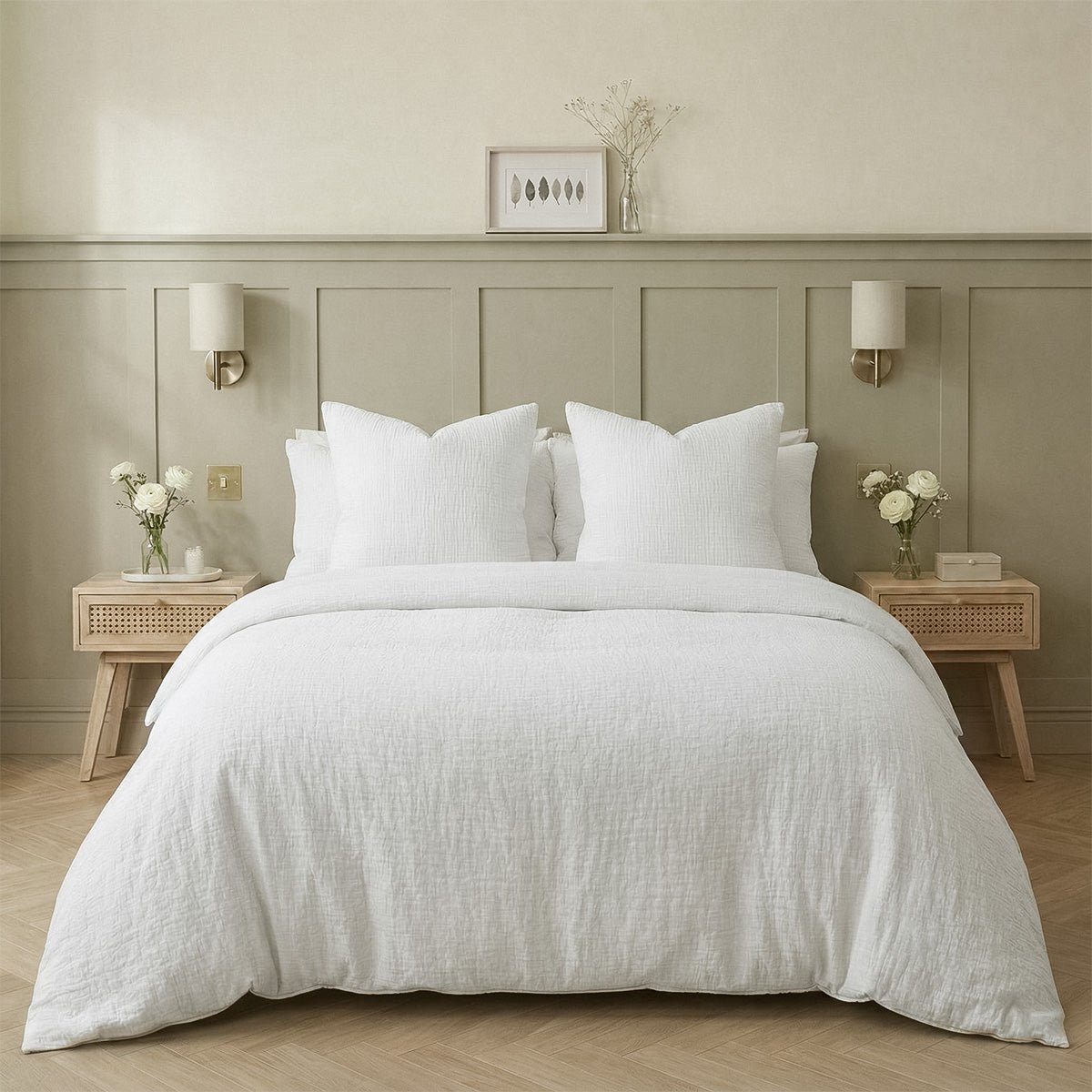 Drap plat gaze de coton ALMA Made in Europe blanc, FEBRONIE