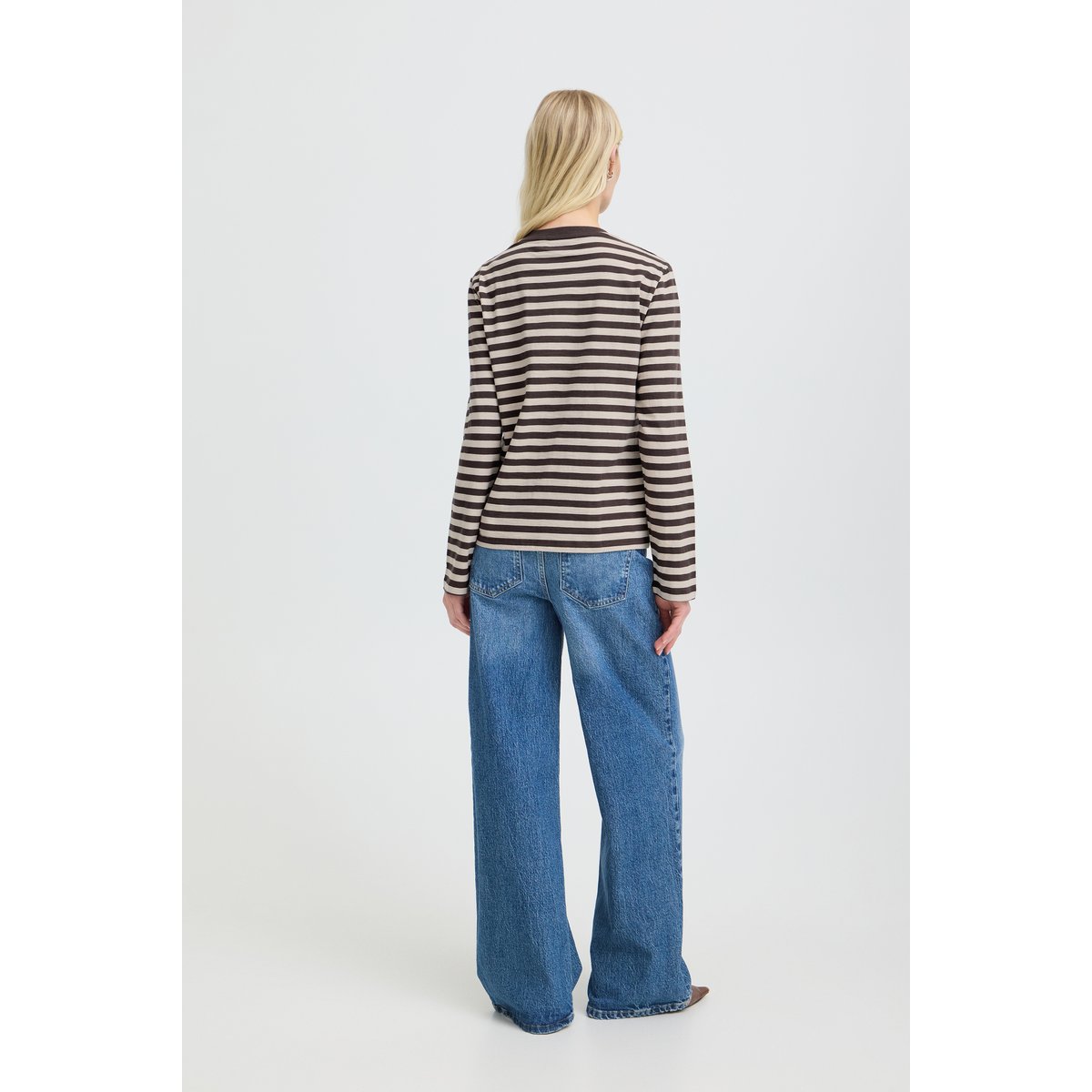 Á manches longues marron light & dark brown stripe, B.YOUNG