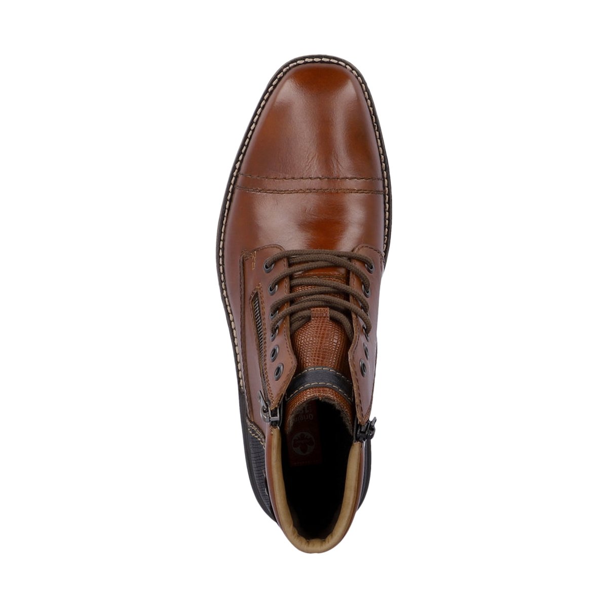 Bottines en cuir marron avec doublure en laine et fermeture zippée marron, RIEKER