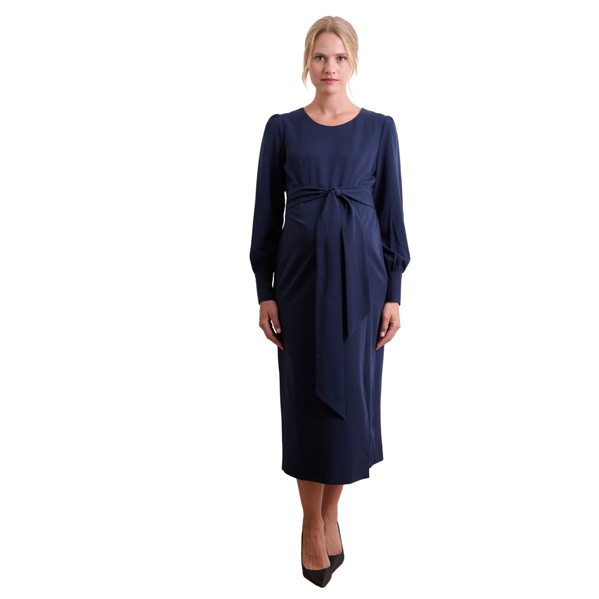 Robe longue de grossesse effet drapé marine, VERTBAUDET