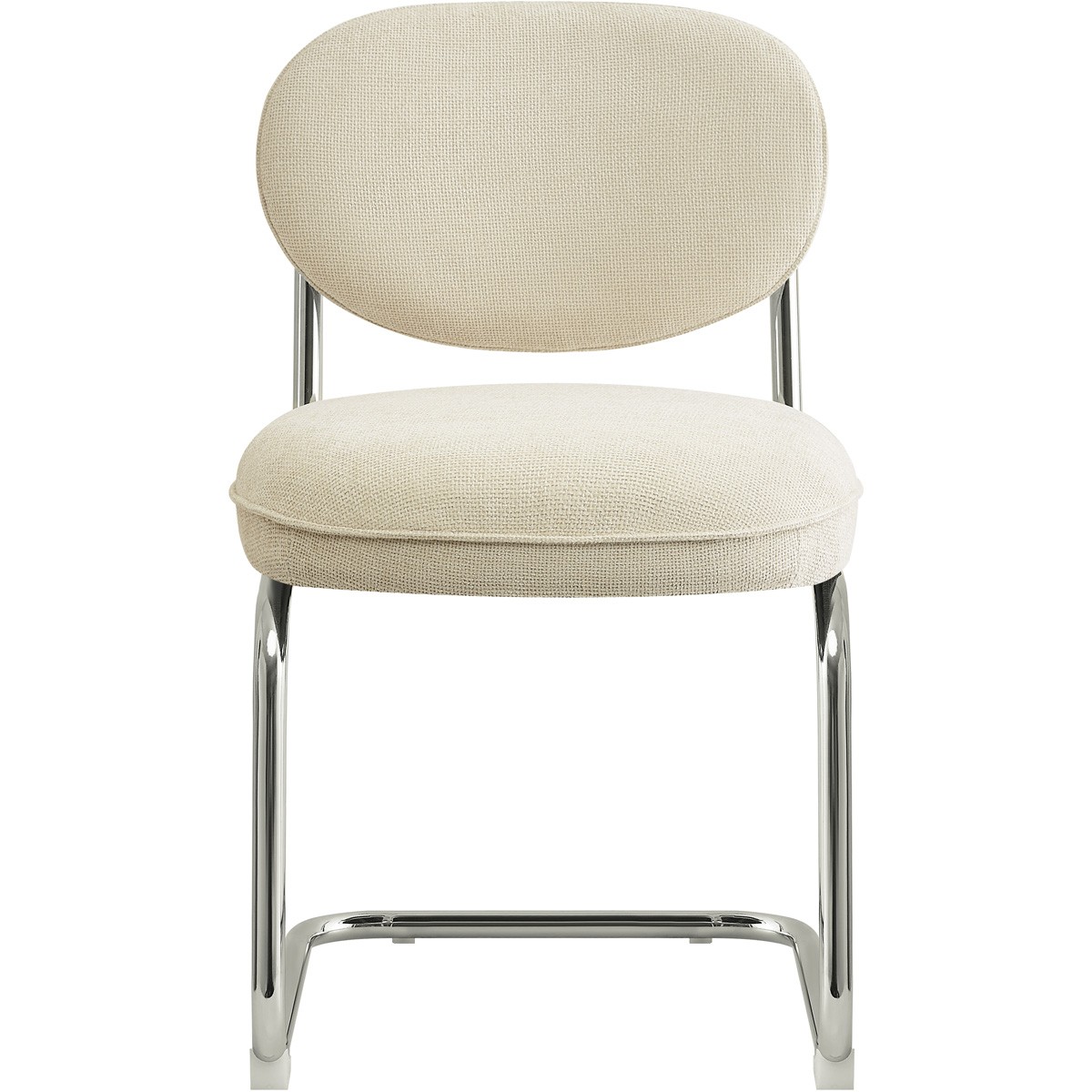 Lot de 2 chaises de salle à manger chromées en tissu chenille - LOU beige, HOMIFAB