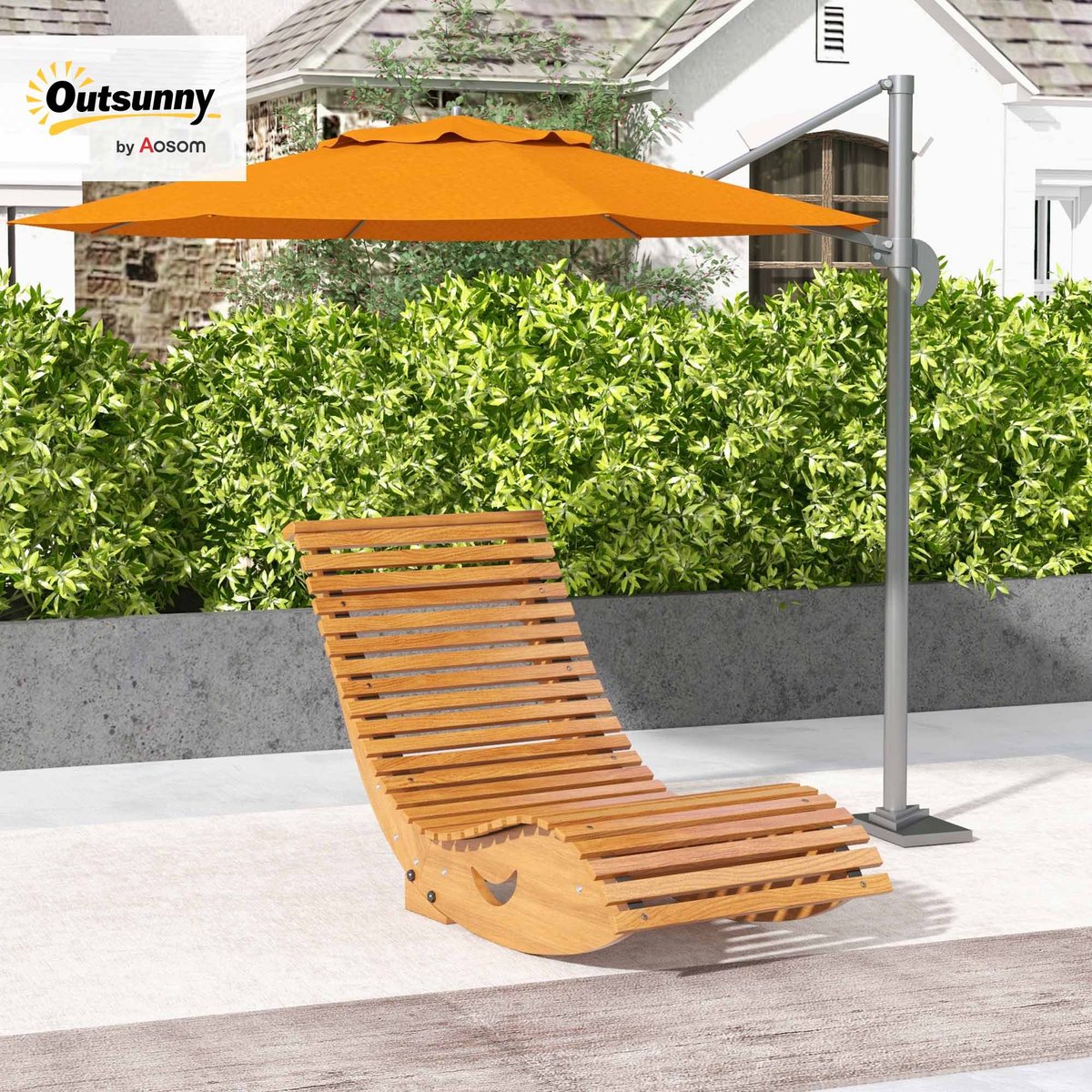 Fauteuil à bascule Bois Bois de teck couleur teck, OUTSUNNY