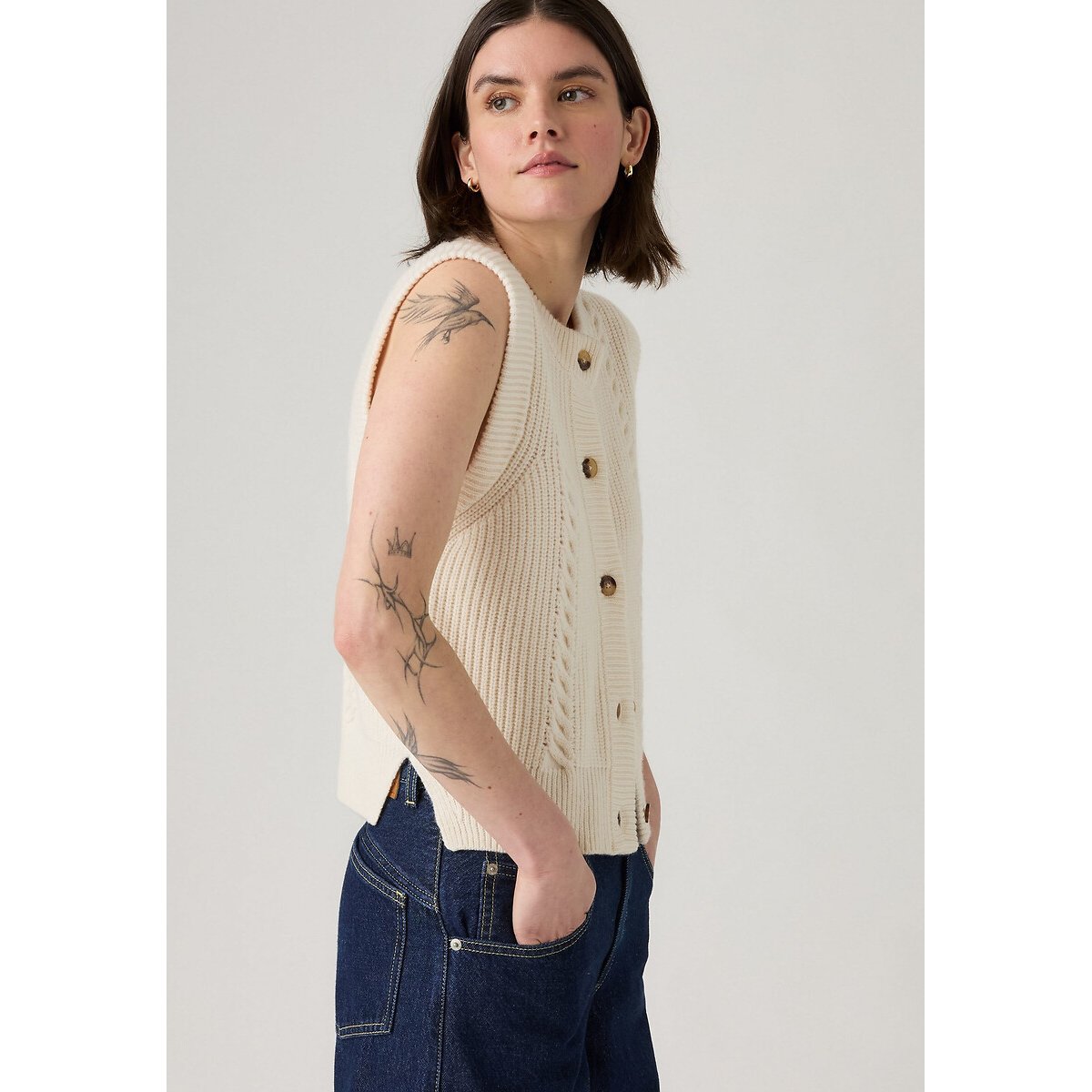 Cable Knit Cardigan ecru , LEVI'S