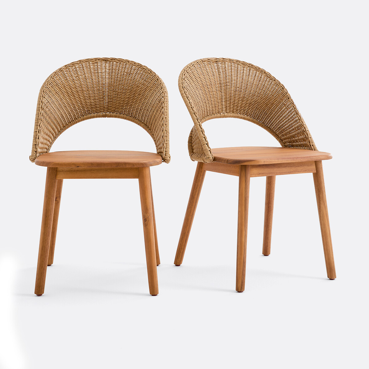 Lot de 2 chaises de jardin en acacia massif, ELISOLE naturel, LA REDOUTE INTERIEURS