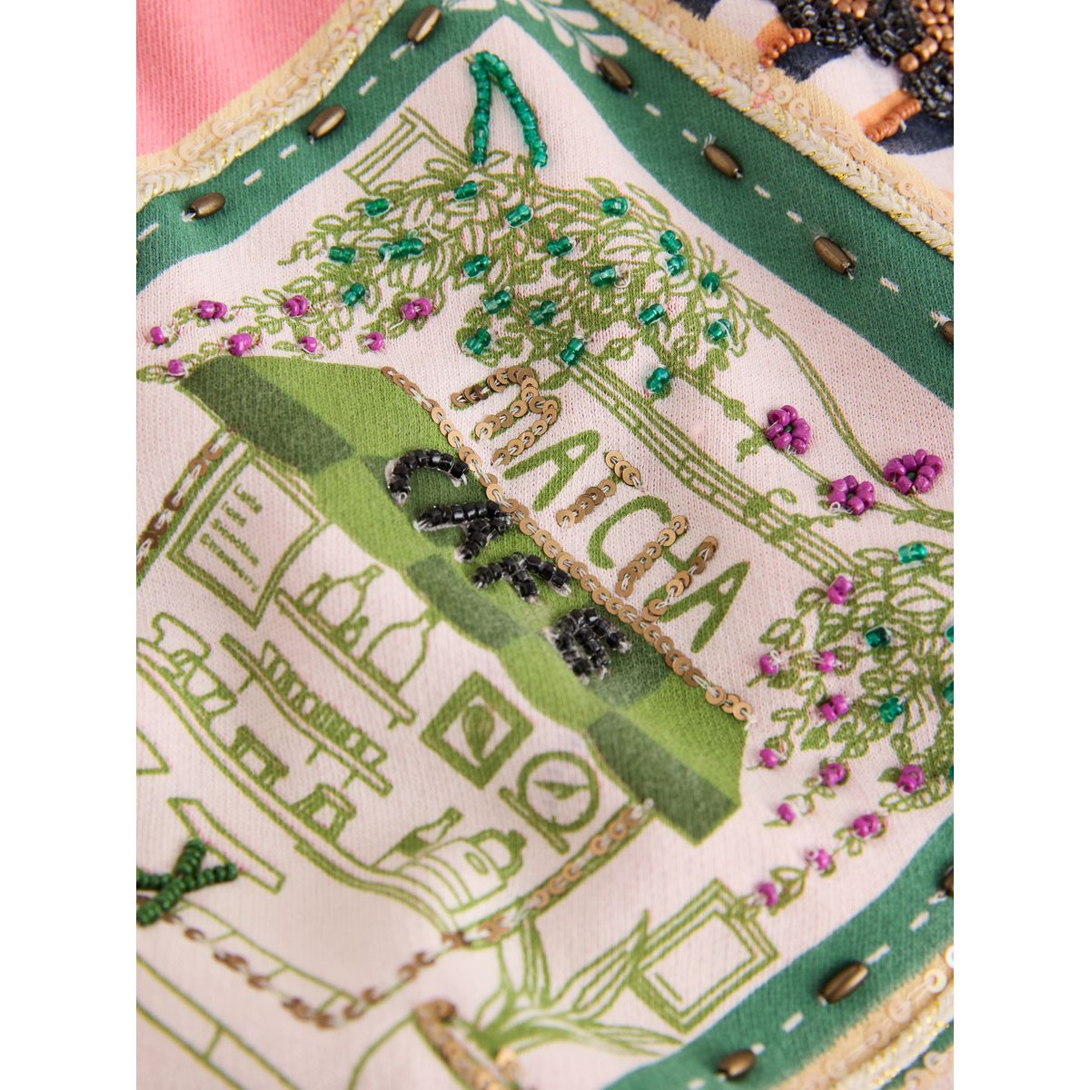 Sweat à imprimé matcha orné de perles rose, NEXT