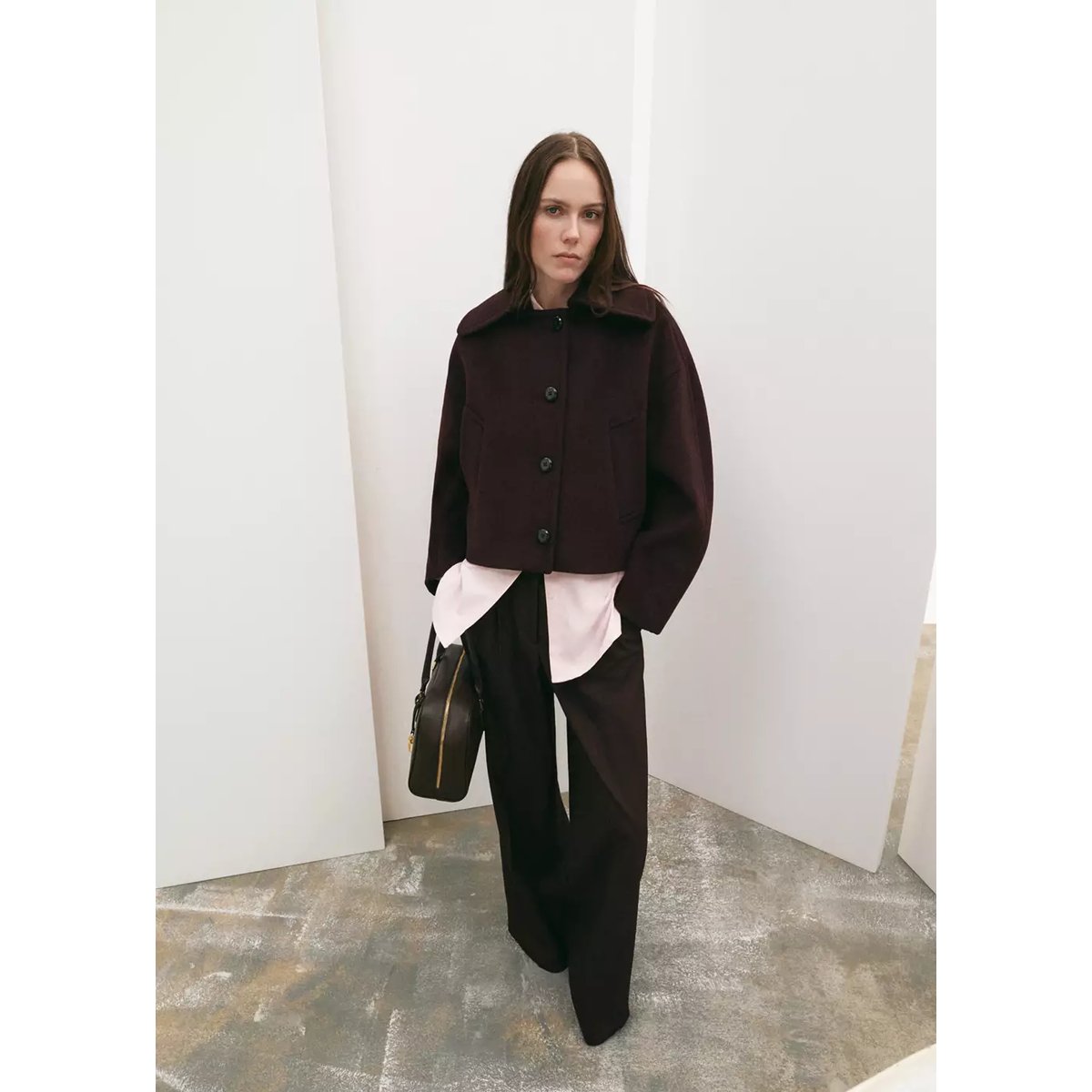 Veste laine col classique grenat, MANGO