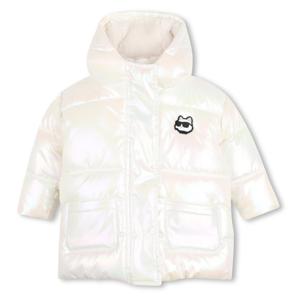 Doudoune à capuche blanc/irise, KARL LAGERFELD KIDS