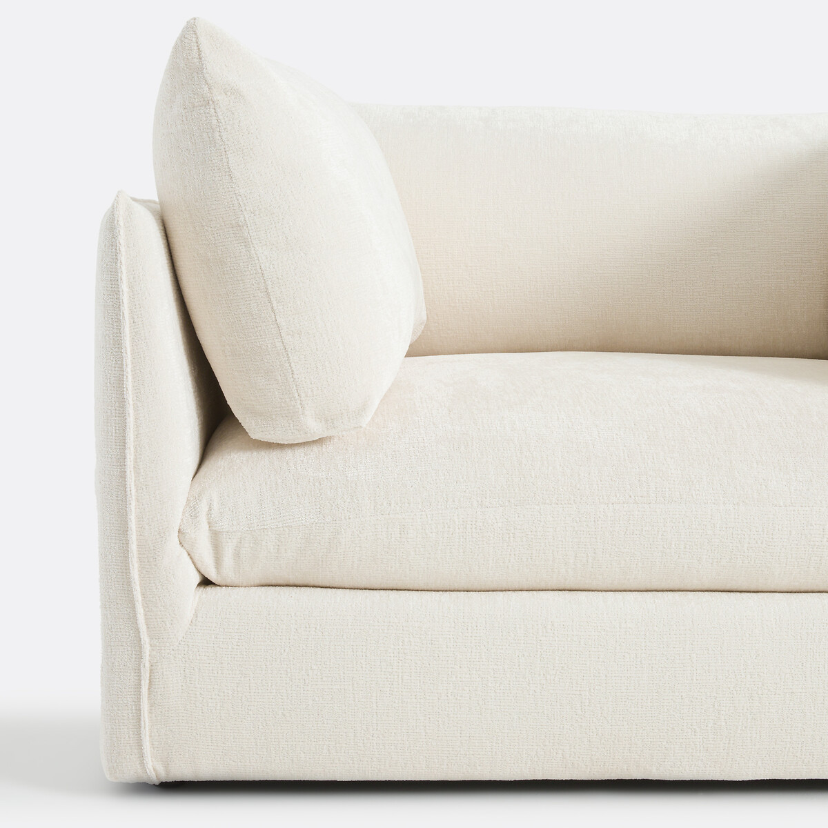 XL-Sesselelement für modulares Sofa MALO, aus Struktursamt ecru, LA REDOUTE INTERIEURS