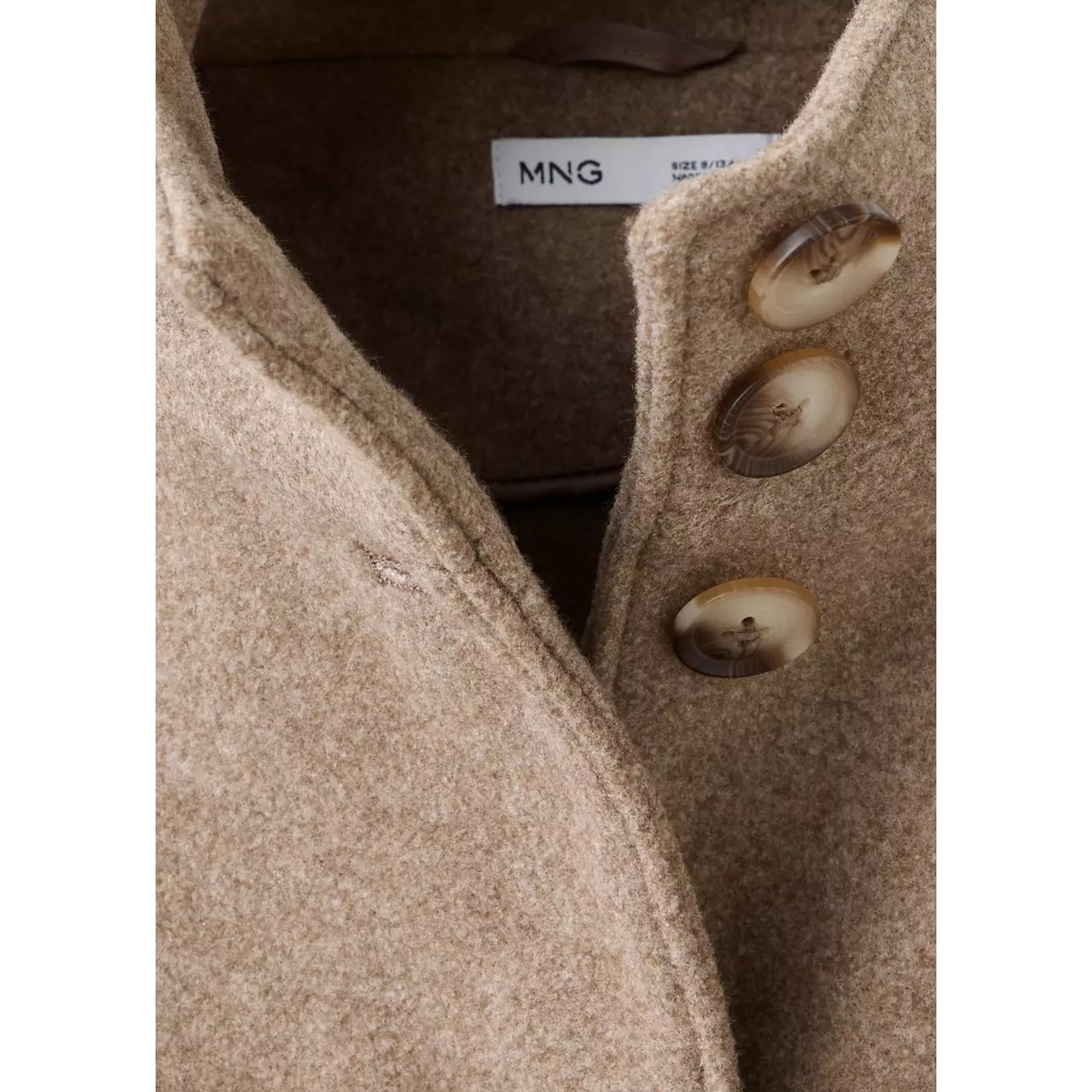 Manteau en drap à col cheminée marron moyen, MANGO KIDS