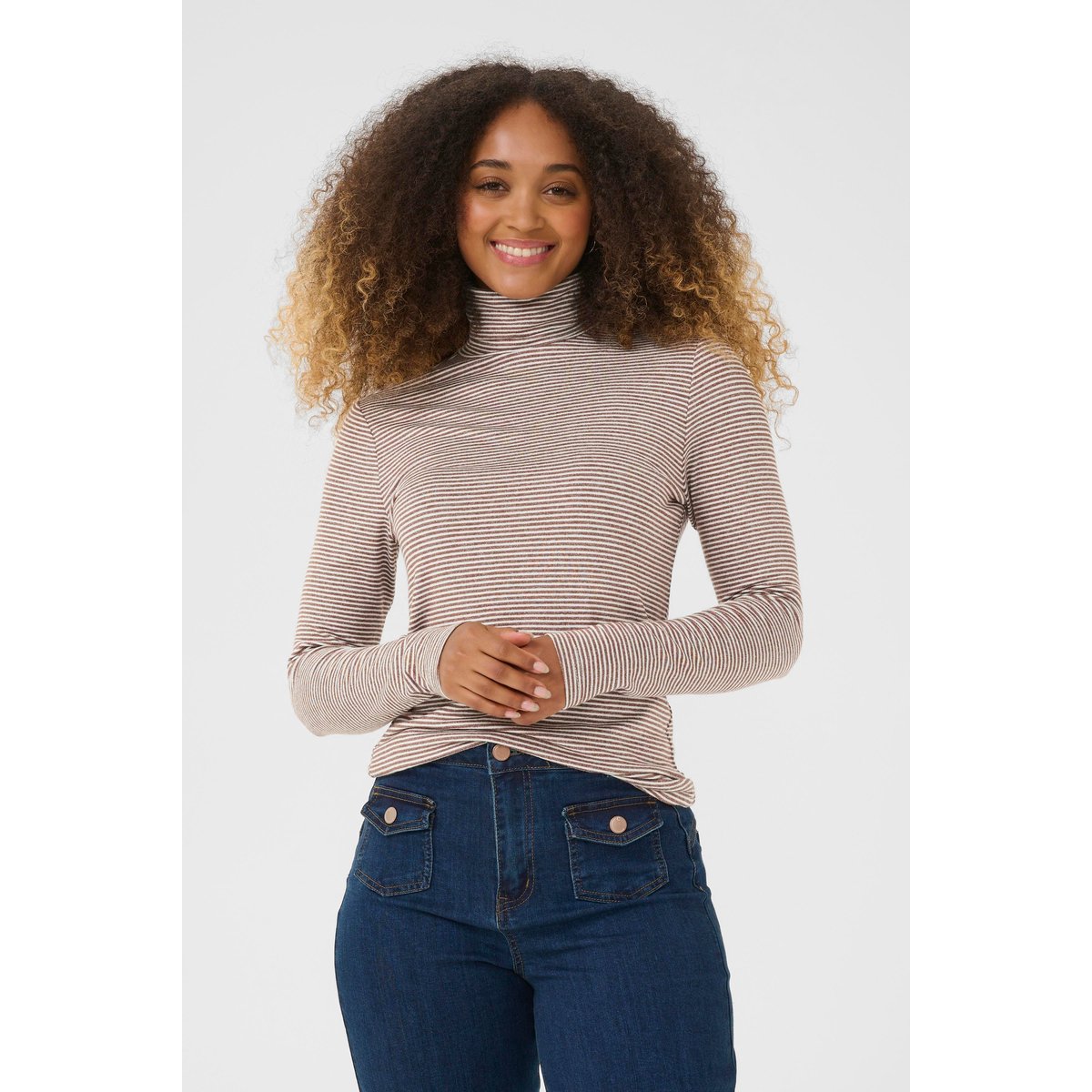 T-shirt à manches longues beige sorrel horse/white, CREAM