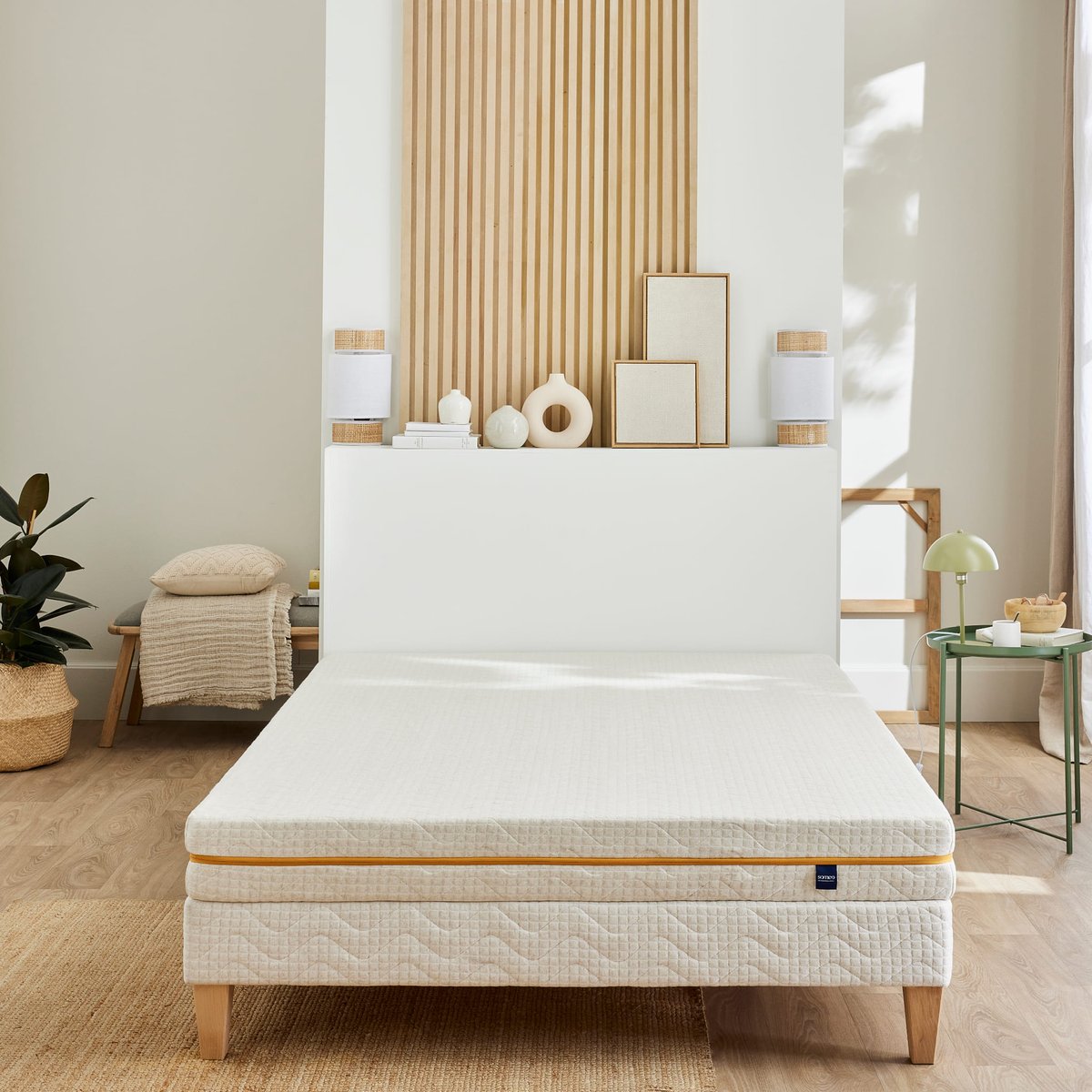 Housse naturelle de remplacement pour matelas Aube 400 ecru, SOMEO