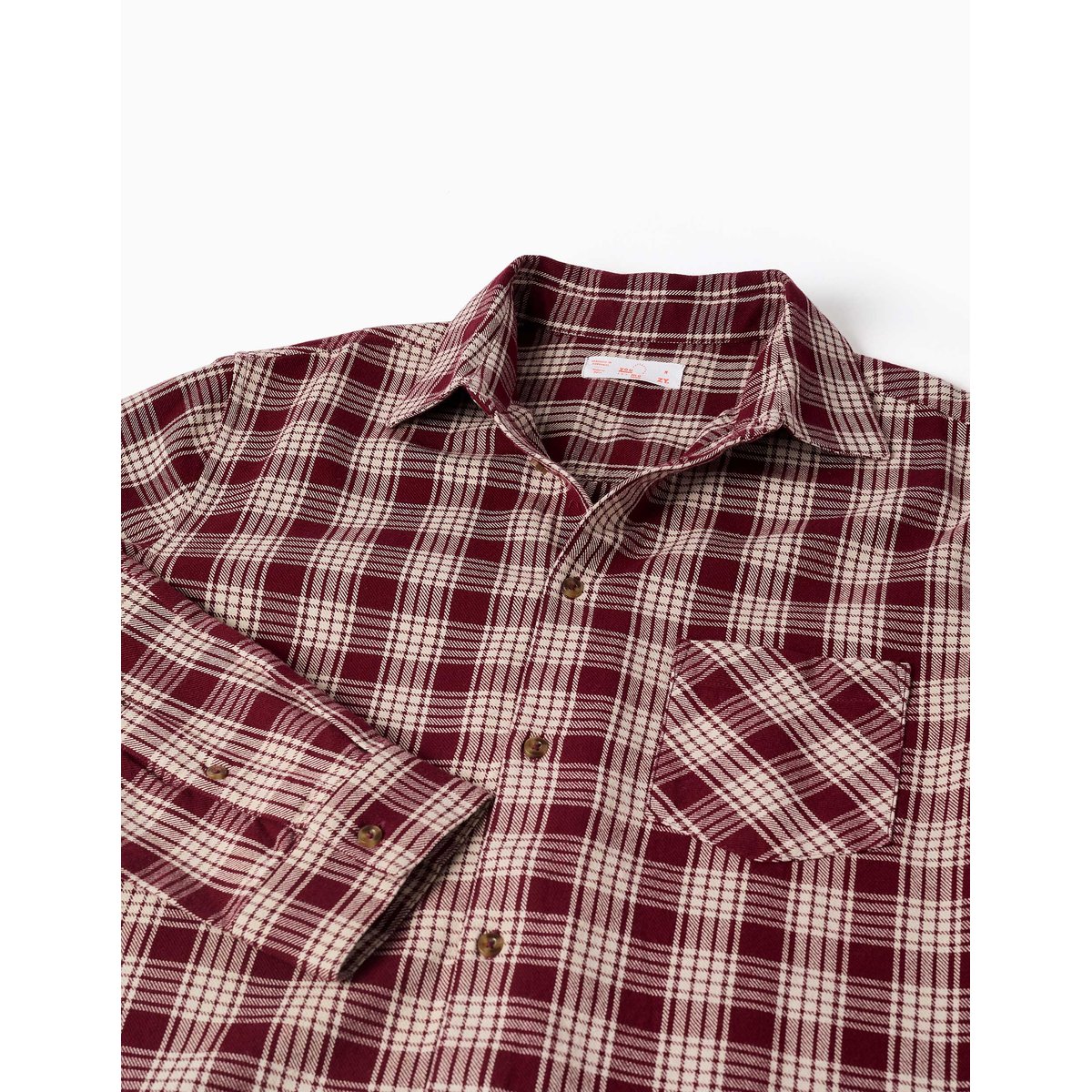 Chemise en coton à manches longues à carreaux You&Me rouge foncé, ZIPPY