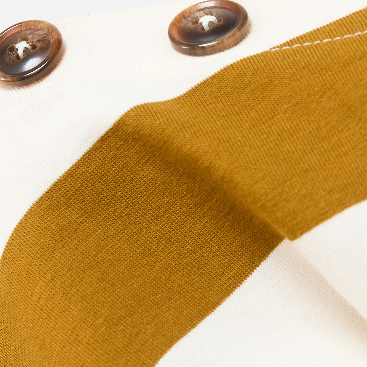 Robe longue rayée boutons épaules, manches courtes ecru rayé marron, LA REDOUTE COLLECTIONS