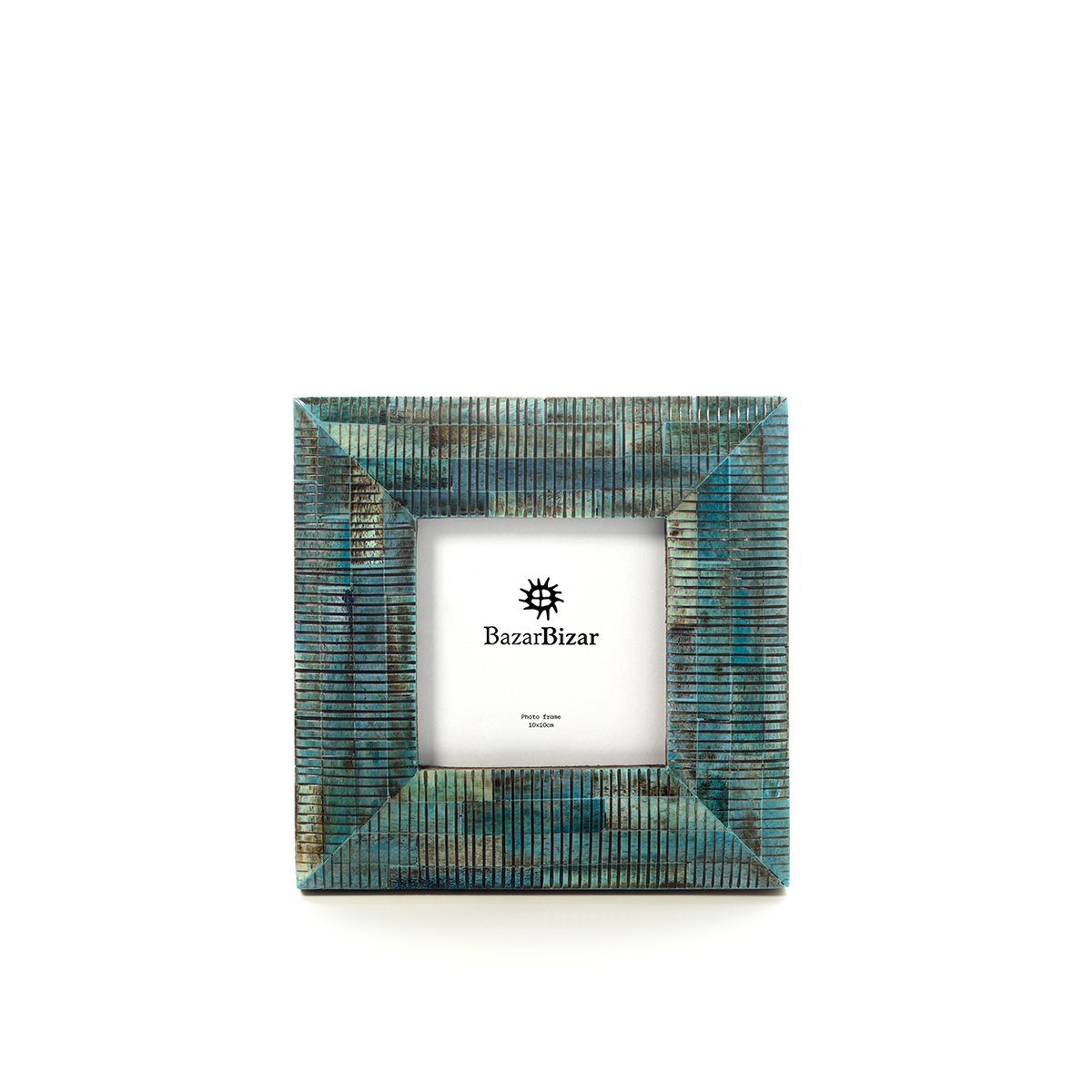Cadre photo en os de buffle OCEAN RIPPLE turquoise, BAZAR BIZAR