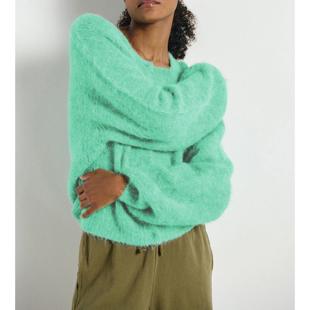 Niby Short Cardigan with Crew Neck mint, AMERICAN VINTAGE