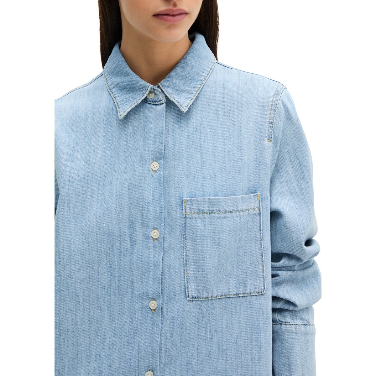 Robe en jean A-Shape en coton organique fluide bleu clair, MARC O'POLO