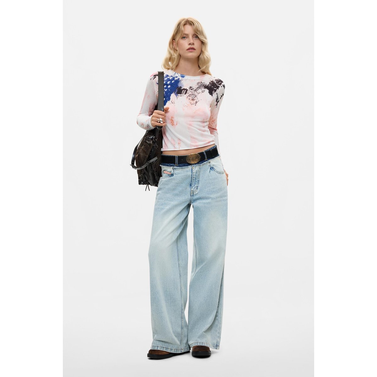 T-shirt à manches longues imprimé multicolore, DESIGUAL