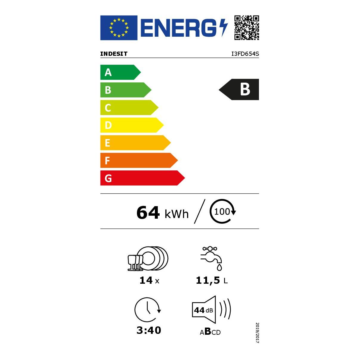 Lave vaisselle 60 cm I3FD654S couleur unique, INDESIT