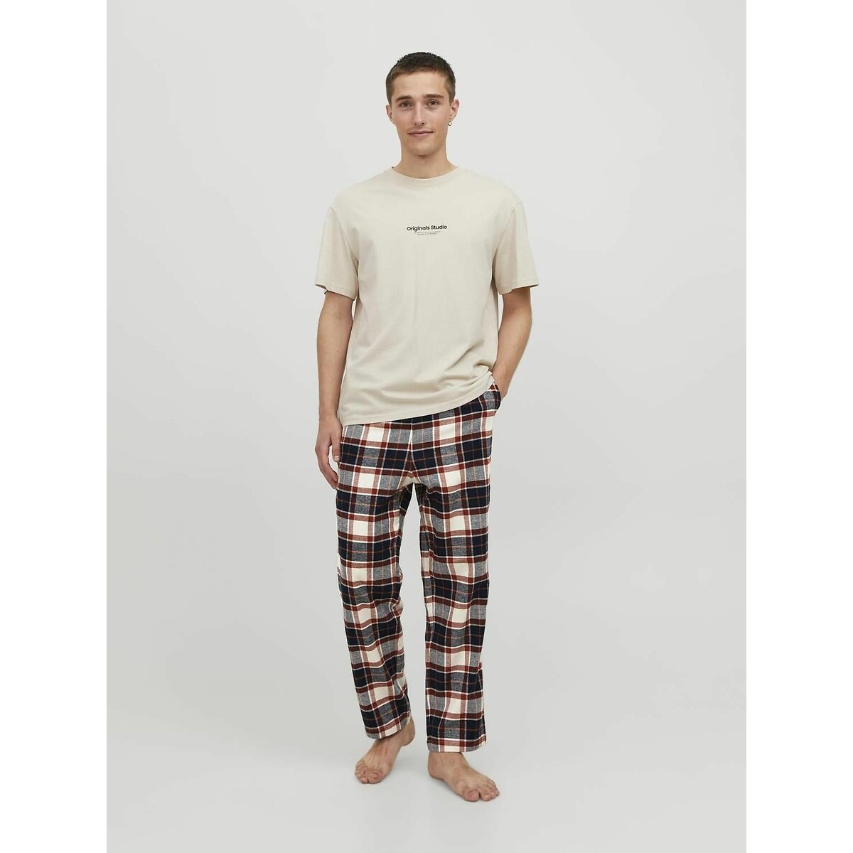 Pantalón de pijama de flanela cuadros azul marino, JACK & JONES