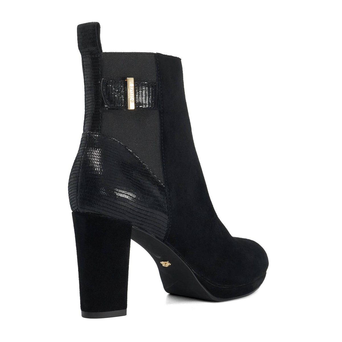 Bottes à talons en cuir à boucle - OLENS black-suede mix, DUNE LONDON