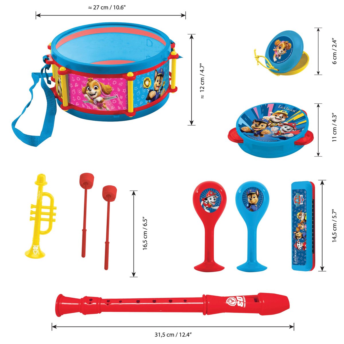 Set Musical 7pcs Pat’ Patrouille bleu, LEXIBOOK