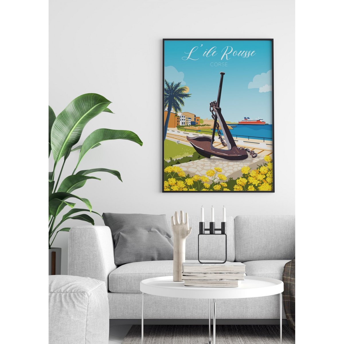 Affiche ville L'île Rousse blanc, L'AFFICHERIE