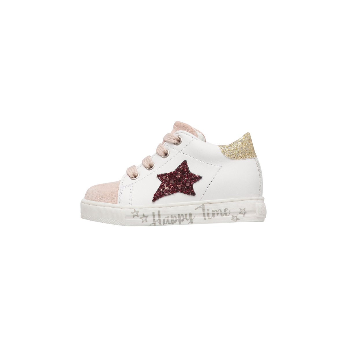 Sneakers en cuir et velours SASHA blanc-rose-, FALCOTTO