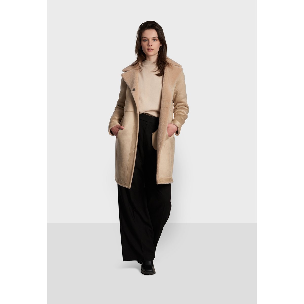 Manteau réversible mi-long boutonné VENUS café, OAKWOOD