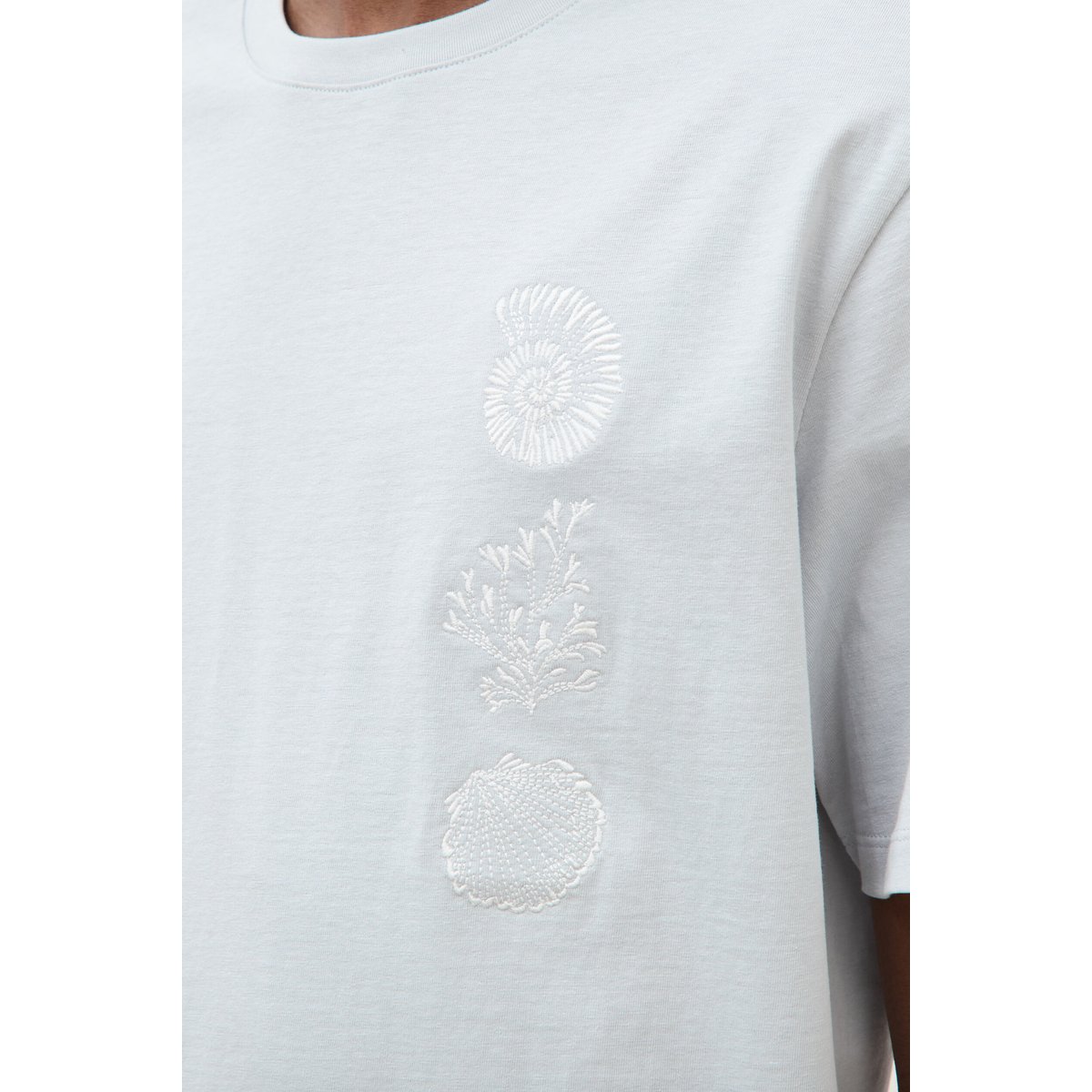 T-shirt ample en coton manches courtes gris clair, BONOBO