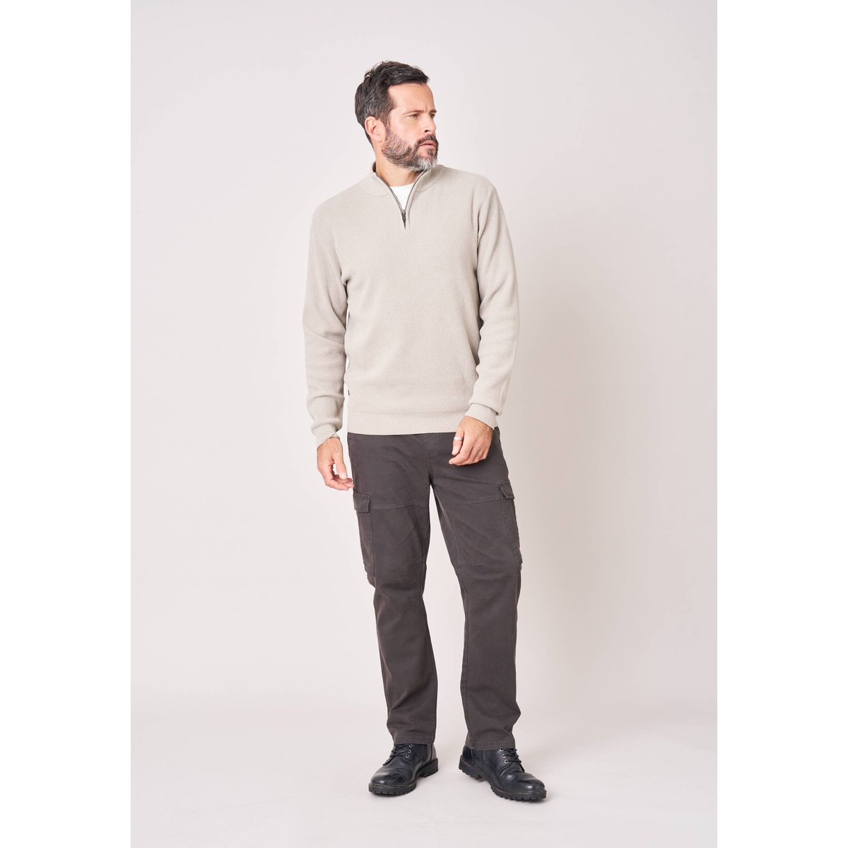 Pull homme en maille texturée RUNNUP chalk, DEELUXE