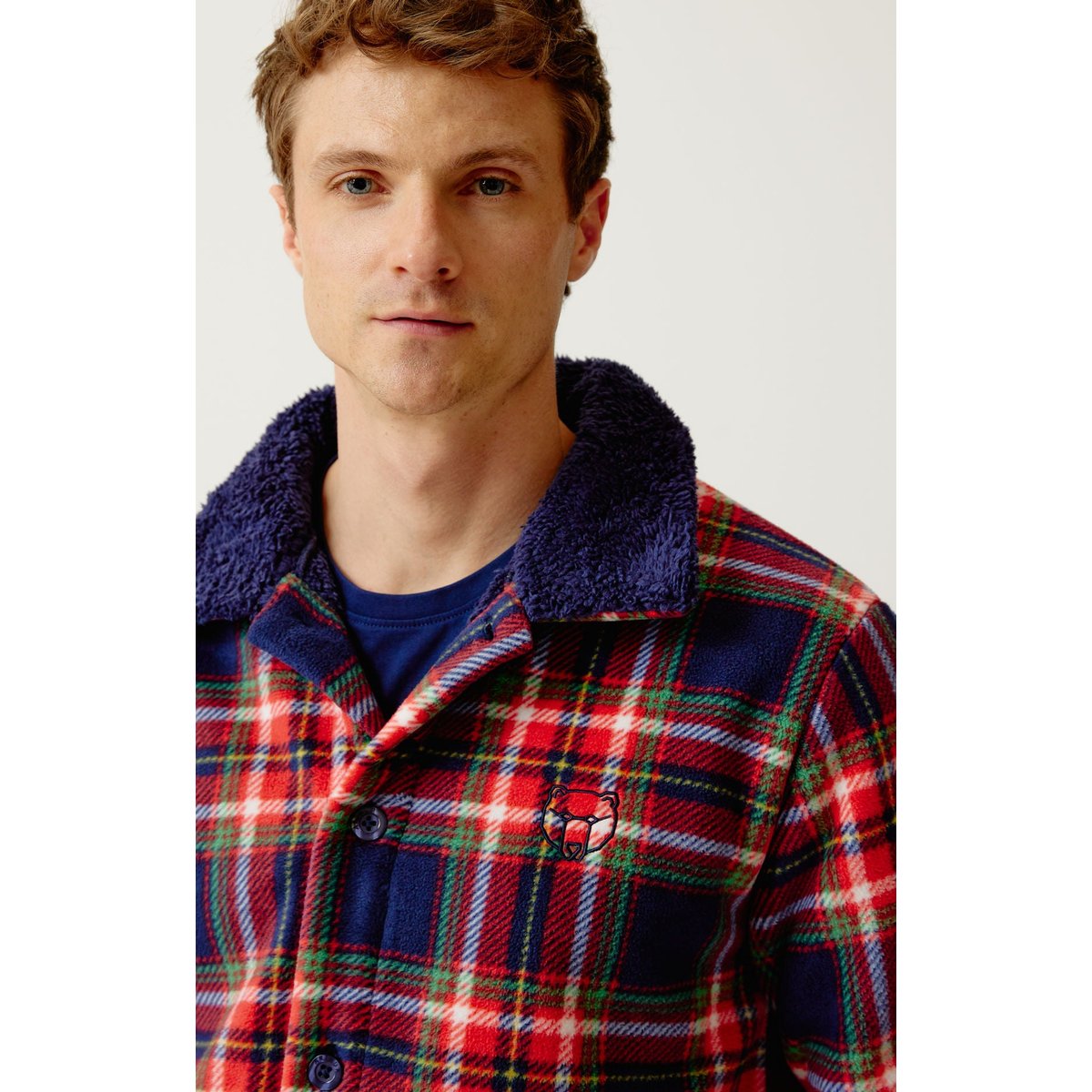 Veste en polaire à carreaux Léon marine, ARTHUR